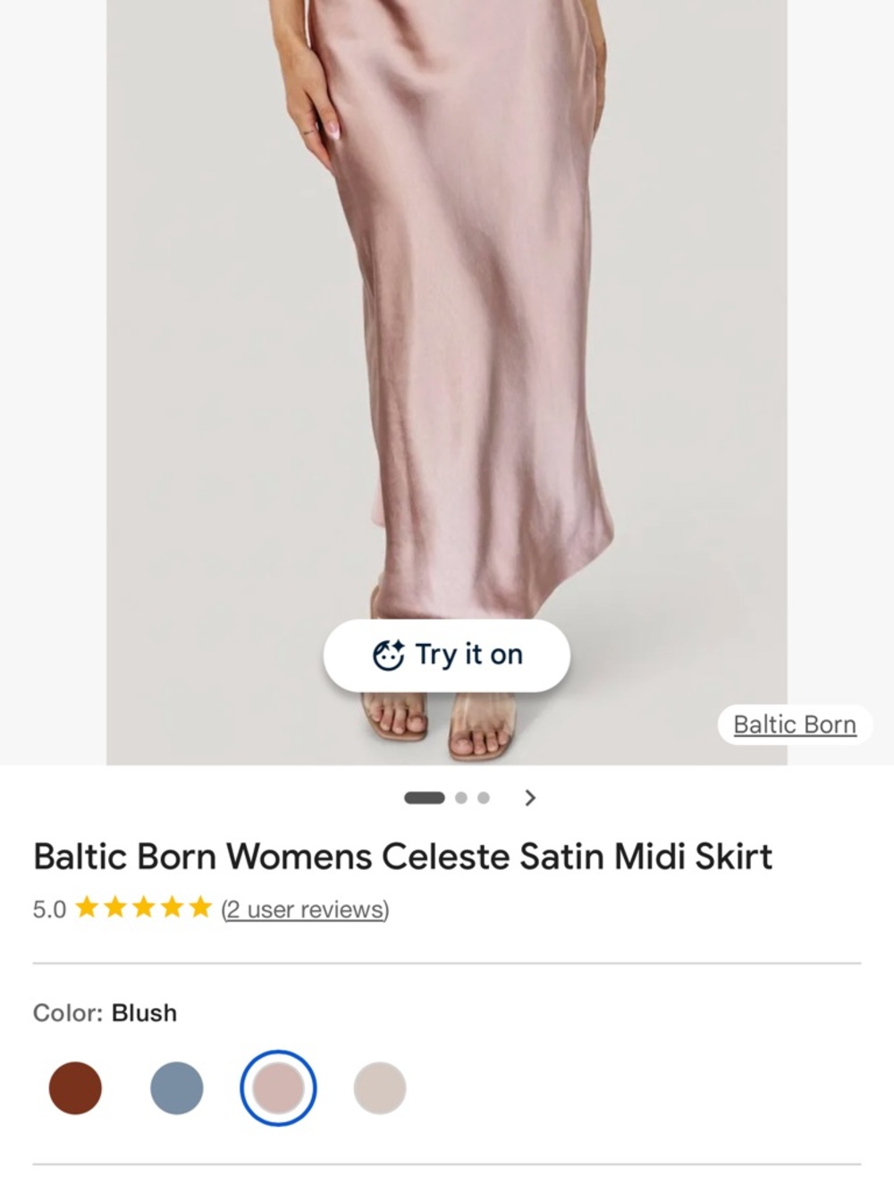 Baltic Born Satin Slip Midi Skirt - Blush Pink